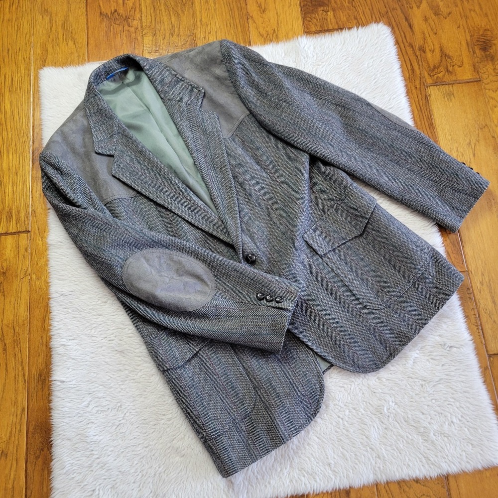 Pendleton Virgin Wool Tweed Sport Coat Jacket Blazer Men's 44 Long Gray Western